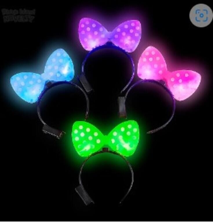 Light-Up Plastic Polka-Dot Bow Headband 12pcs