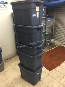 5 plastic totes with lids