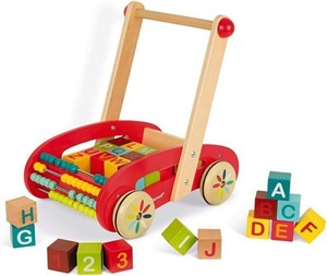 Janod Wooden ABC Buggy Cart with 30 Blocks