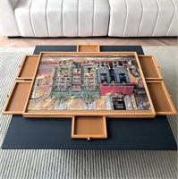 Eneridio Wooden Puzzle Table With 6 Drawers And