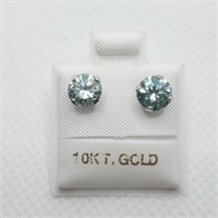 10K WHITE GOLD LIGHT BLUISH GREEN (1.5CT) EARRINGS