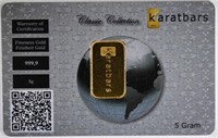 KARATBARS 5 GRAM 999.9 GOLD BAR IN ORIG PACKAGING