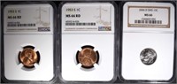 2 - 1953 S LINCOLN CENTS NGC MS66RD &
