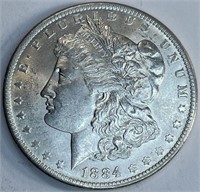1884 o Strong BU Morgan Silver Dollar