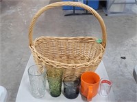 Woven Basket W/Beverage Glassesp
