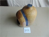 1 Gal Blue Decorated Stoneware Chicken Waterer