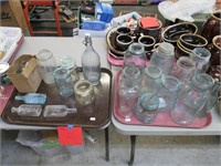 2 Tray of Bottles, Mason Jars, Lids, Etc.