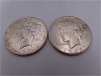 (2) 1923 PEACE Silver Dollar Coins