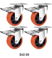 2 Inch Caster Wheels with Brake, Extra Width