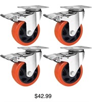 2 Inch Caster Wheels with Brake, Extra Width