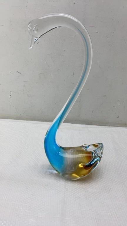 1ft Turquoise glass swan