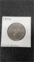 Two Hundred Year Old 1806 Great Britain Half Penny