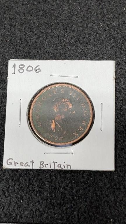 Two Hundred Year Old 1806 Great Britain Half Penny
