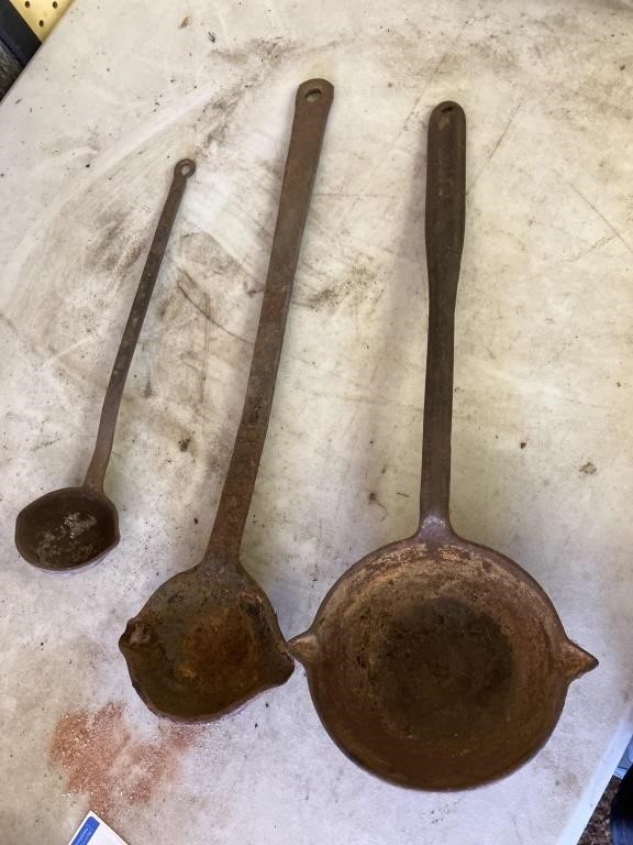 Cast Iron ladles 20.5, 21, 15 inches long