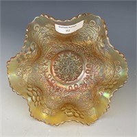 Fenton Marigold Leaf Chain Ruffled Bowl