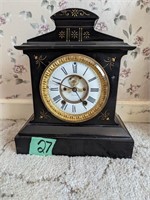 Antique Seth Thomas Black Metal Mantel Clock