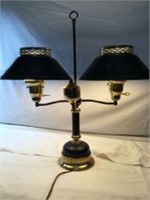 Vintage Black & Brass Desk Lamp - Works!