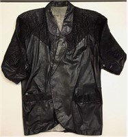 Medium Black 100% LEATHER Zebra Print Lined Jacket
