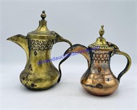 Pair of Brass Arabic Dallah Coffee Pots