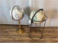Pair World Globes on Floor Stands