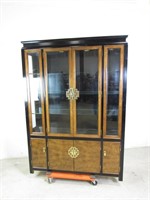 Oriental Style Black Wood China Hutch Cabinet