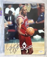 Dennis Rodman autographed 10" x 8”, certificate of