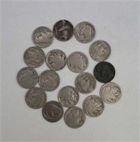 17 Buffalo Nickel coins
