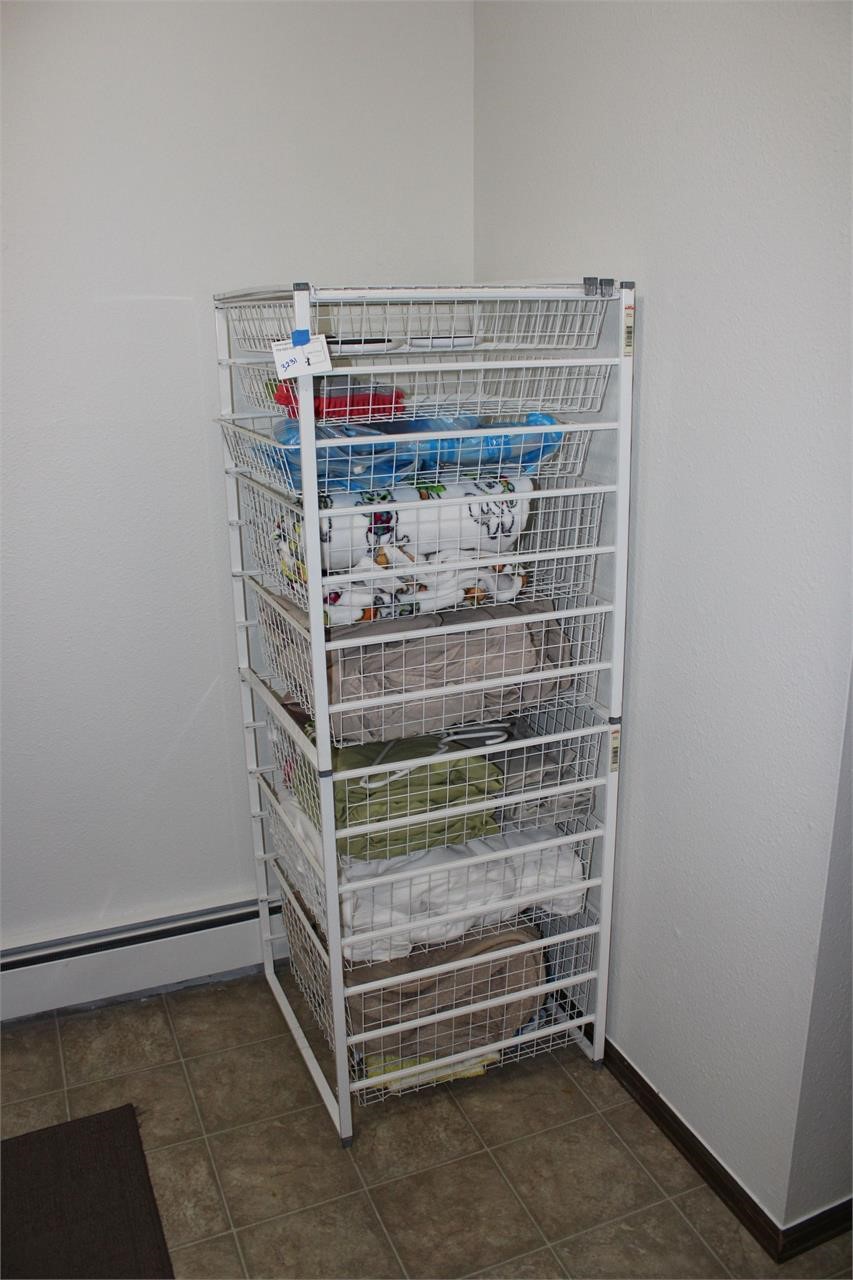 Tall Wire Storage Rack Blankets Sheets, Cleaning