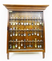 Wood Wall Curio with Collector's Spoons
