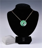 A Jadeite Pendant with A 14K Gold Necklace