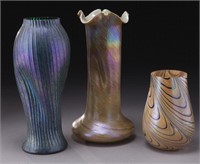 (3) Art glass vases