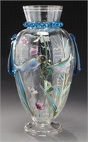 Harrach art glass vase with applied fish