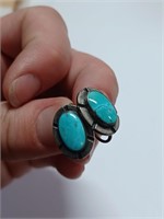 Marked Sterling Turquoise Screw Back Earrings- 6