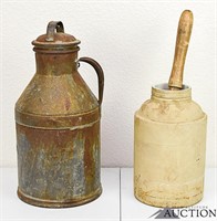 Antique 8QT. Cream Can, Stoneware Canning Jar