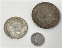 1921 Morgan Dollar, 1964 Kennedy, 1947 Dime