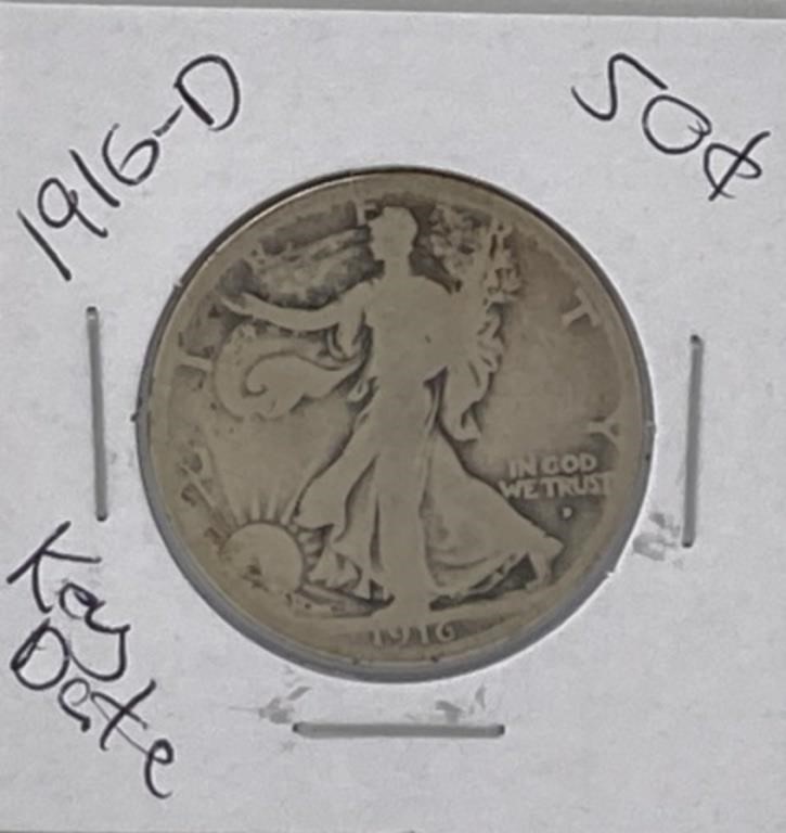 Key Date 1916-D Walking Liberty Fifty Cent