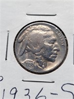 Better Grade 1936-S Buffalo Nickel