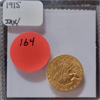 1915 INDIAN HEAD $2.50 GOLD COIN