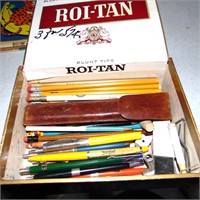 Cigar Box full of old Pencils & Pens