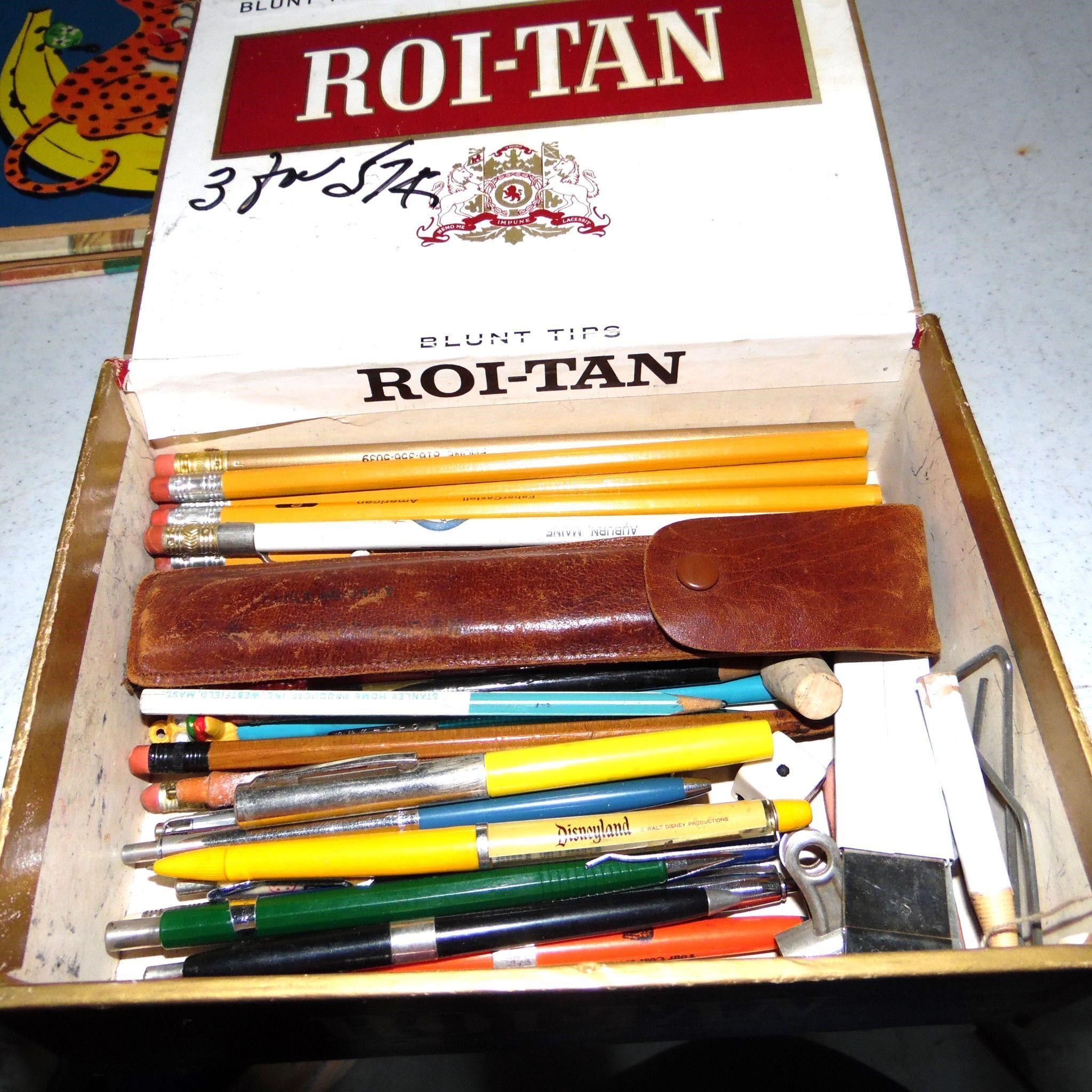 Cigar Box full of old Pencils & Pens