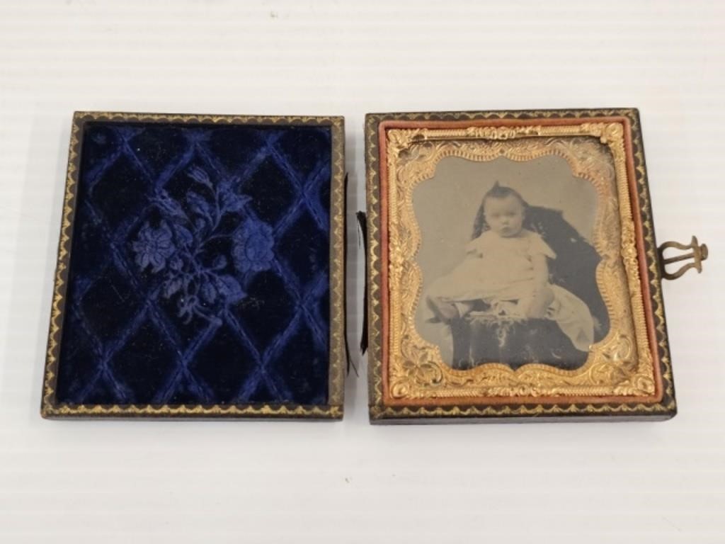 TINTED AMBROTYPE PORTRAIT OF CHILD-LEATHER CASE