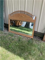 Large oak mirror with double glass 50” wide