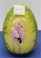 Painted Glass Egg with Flamingo 5”