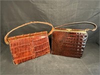 2 vintage leather ladies purses,