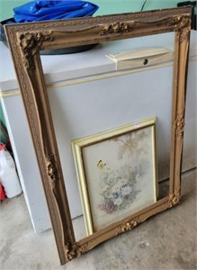 LARGE ANTIQUE PICTURE FRAME AND PRINT
