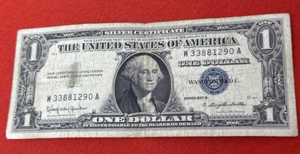 1957-B One Dollar Silver Certificate W33881290A