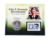 Vintage, John F. Kennedy Bicentennial Coin & Stamp