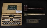Tap & Die Set, Hose Nozzle, Brass Counter & Gavel