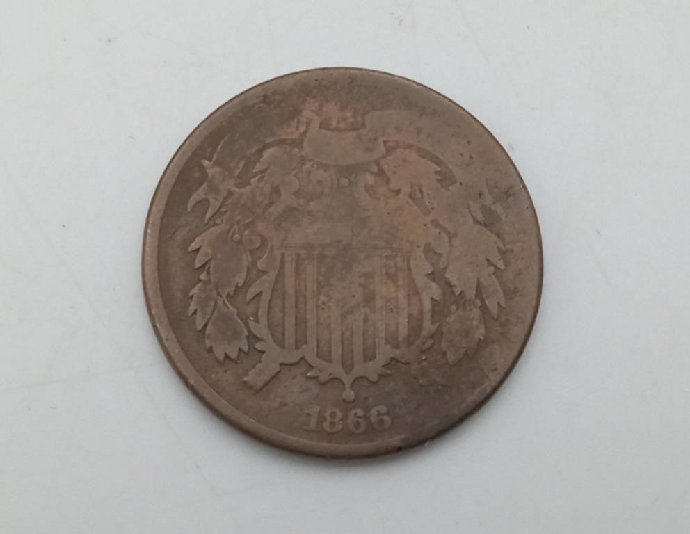 1866 Us Coin 2 cent Coin with Shield