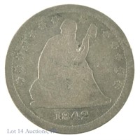 1842-O Silver Liberty Seated Quarter